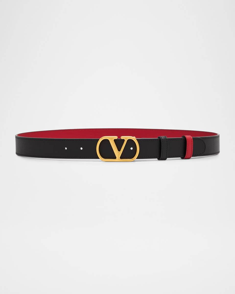 VLogo Signature Reversible Leather Belt, 30